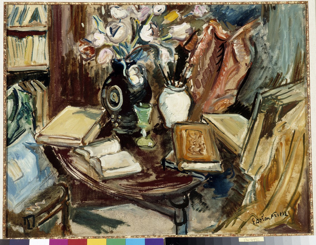 Resim atölyesindeki kütüphane köşesi Tablo d'Achille-Emile (Achille Emile) Othon Friesz (1879-1949) 20. yüzyıl Zorunlu söz: Koleksiyon vakfı, de Provence, Marsilya by Achille Emile Othon Friesz