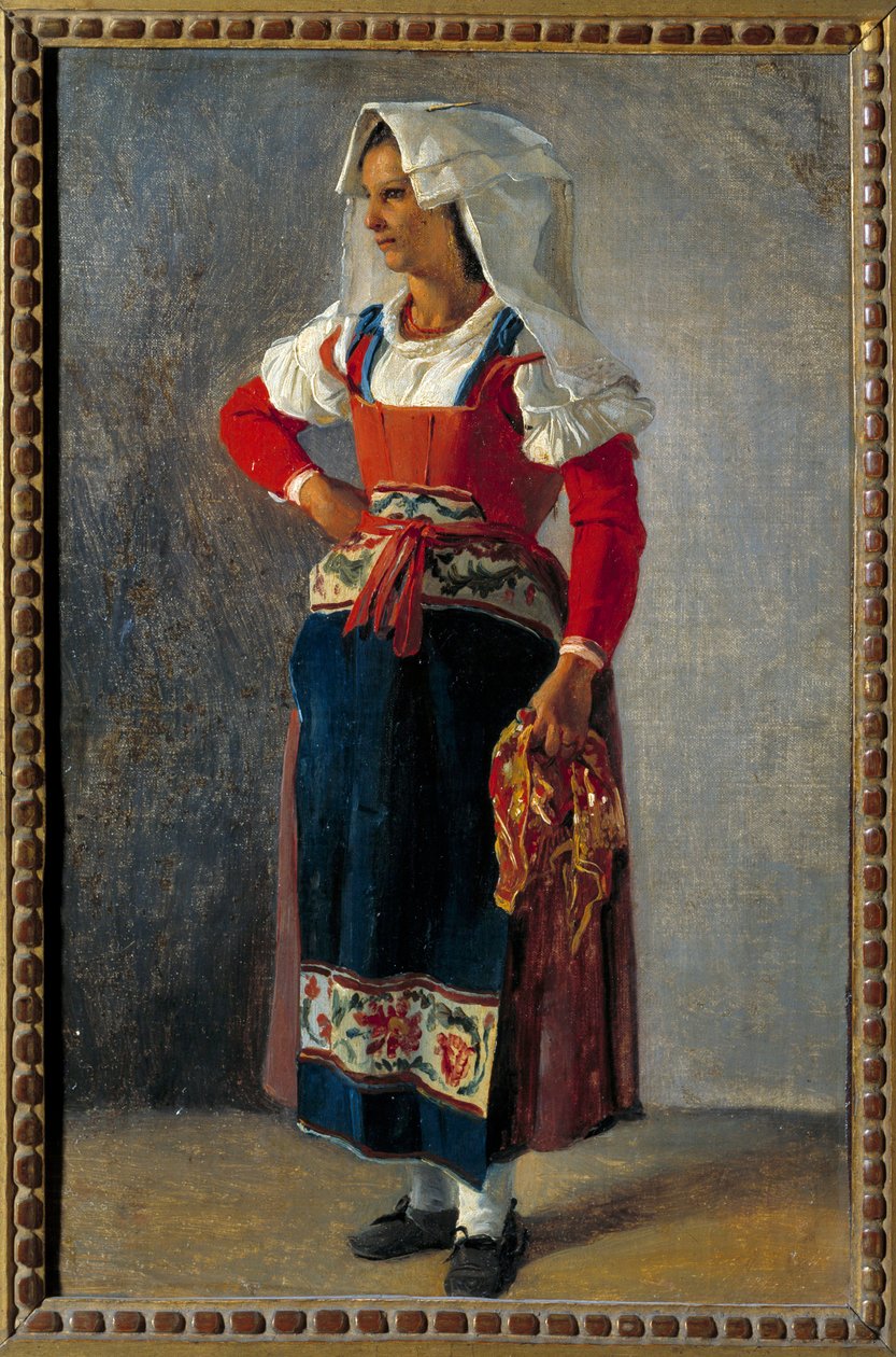 Achille Michallon (1796-1822) 19. yüzyıl Güneşi tarafından Roma yakınlarında bir köylünün portresi. 0,36x0,25 m by Achille Etna Michallon
