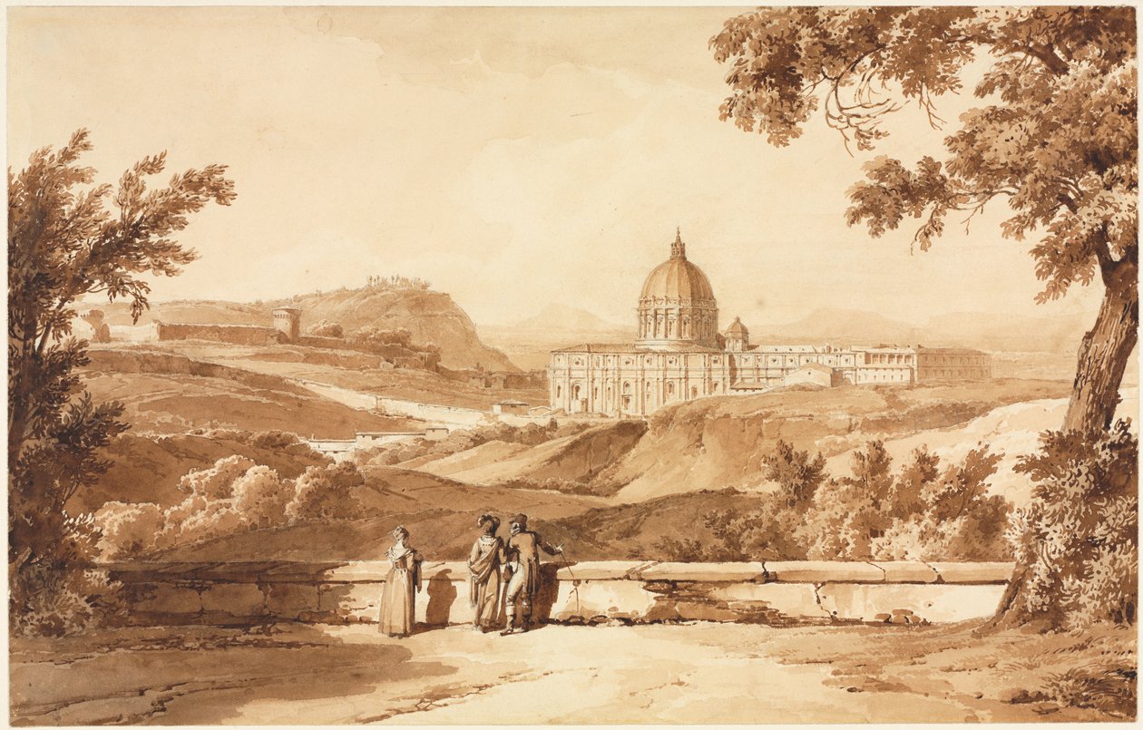 St. Peters manzarası, Roma, c. 1817-1820. by Achille Etna Michallon
