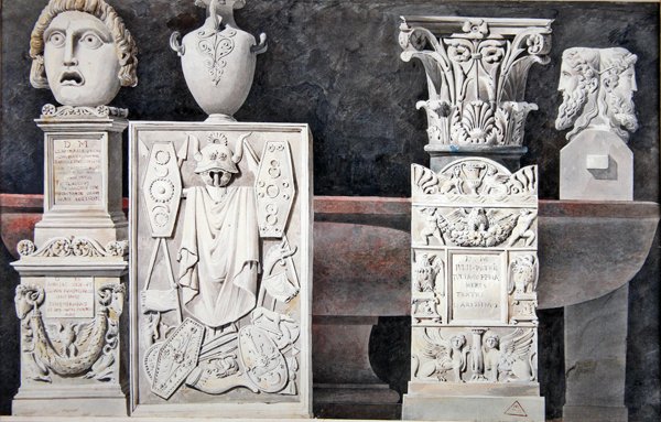 Antik heykel parçaları (grafit, yıkama ve kağıt üzerine sulu boya) by Achille Francois Leclere