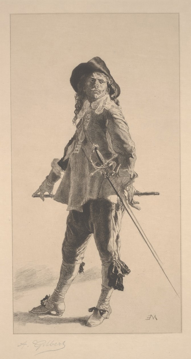 Düellocu, Jean ?Louis ?Ernest Meissonier tarafından yapılan baskı by Achille Isidore Gilbert