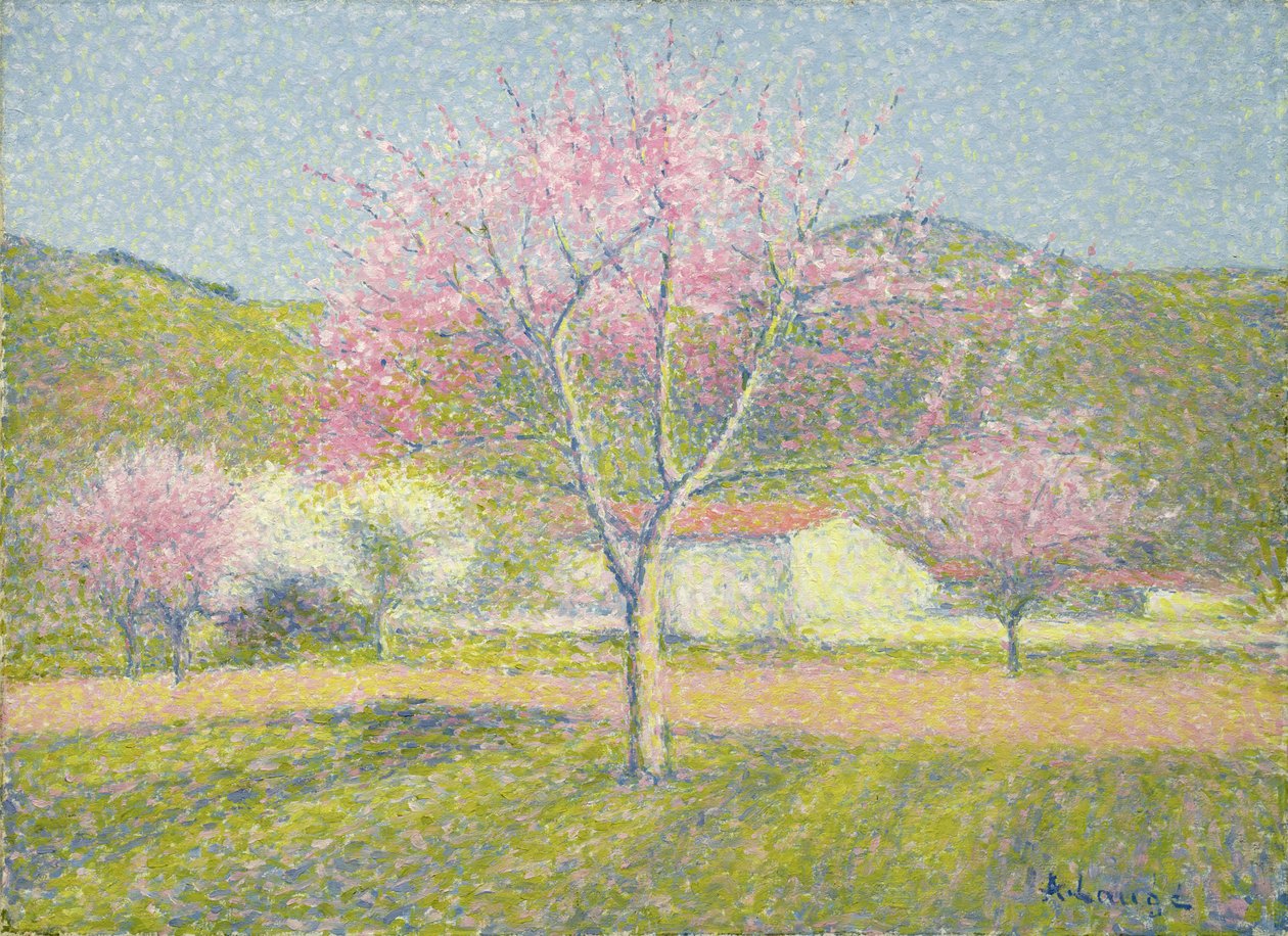 İlkbaharda Bir Meyve Bahçesi, Çiçek Açan Elma Ağaçları, 1920-29 dolayları (pamuk üzerine yağlı boya) by Achille Lauge