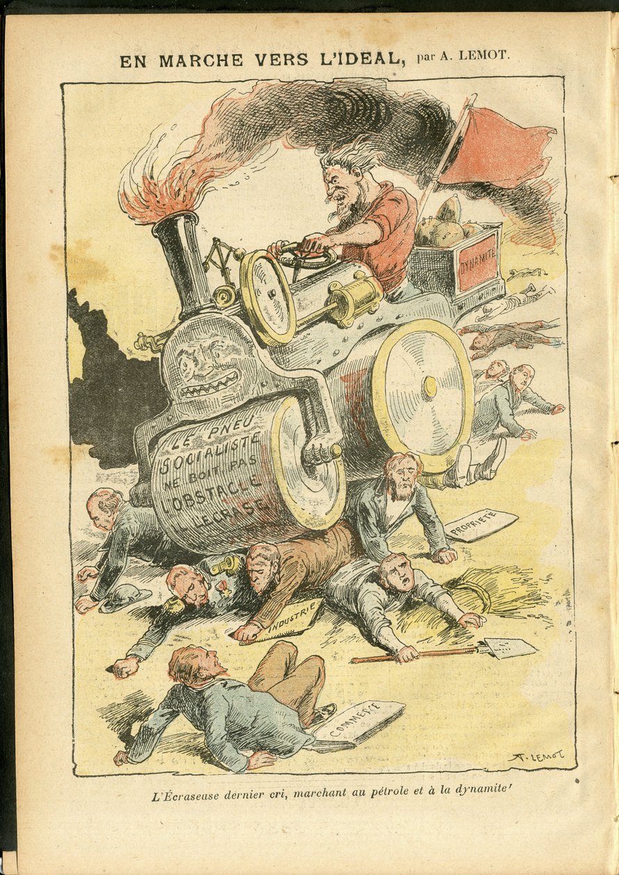 Achille Lemot (1846-1909) tarafından Le Pelerin, 27/05/06 - İdeale doğru yürüyüşte - Sosyal, Otomobil, Ölü cesetler, Devrim, Kızıl Bayrak, Ekonomi, Sosyalizm, Pnömatik, Delinme by Achille Lemot