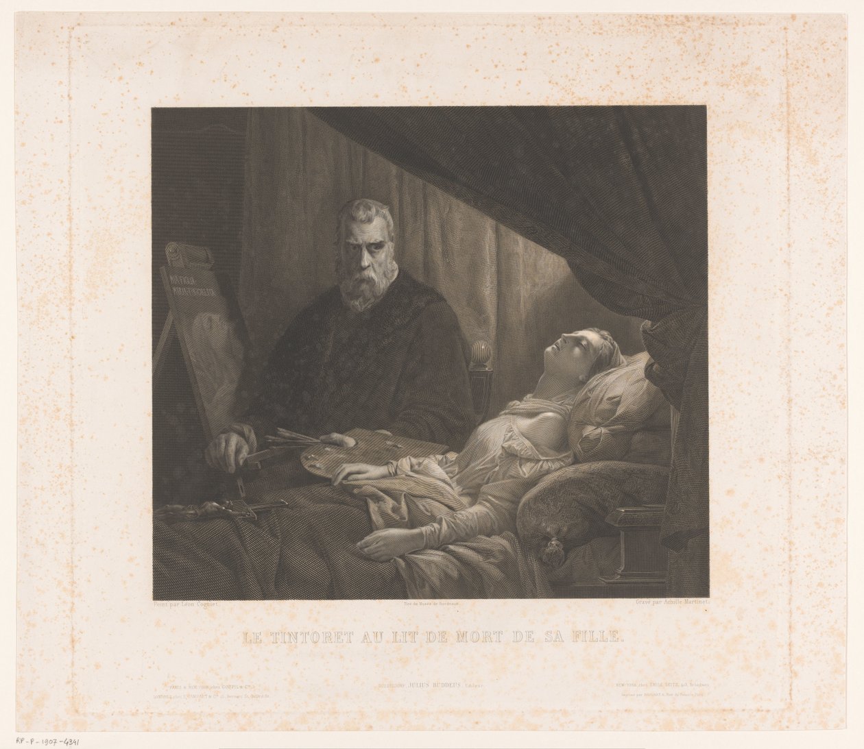Il Tintoretto, kızını ölüm döşeğinde canlandırıyor Le Tintoret au lit de mort de sa fille (nesne üzerindeki başlık) by Achille Louis Martinet