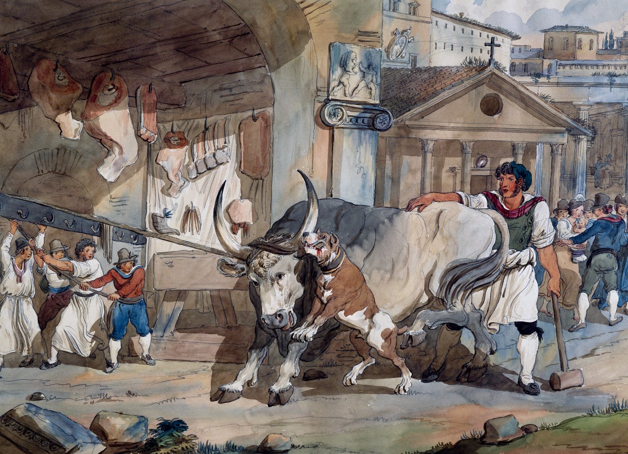 Kasap, Achille Pinelli (1809-1841), suluboya çizimi, İtalya by Achille Pinelli