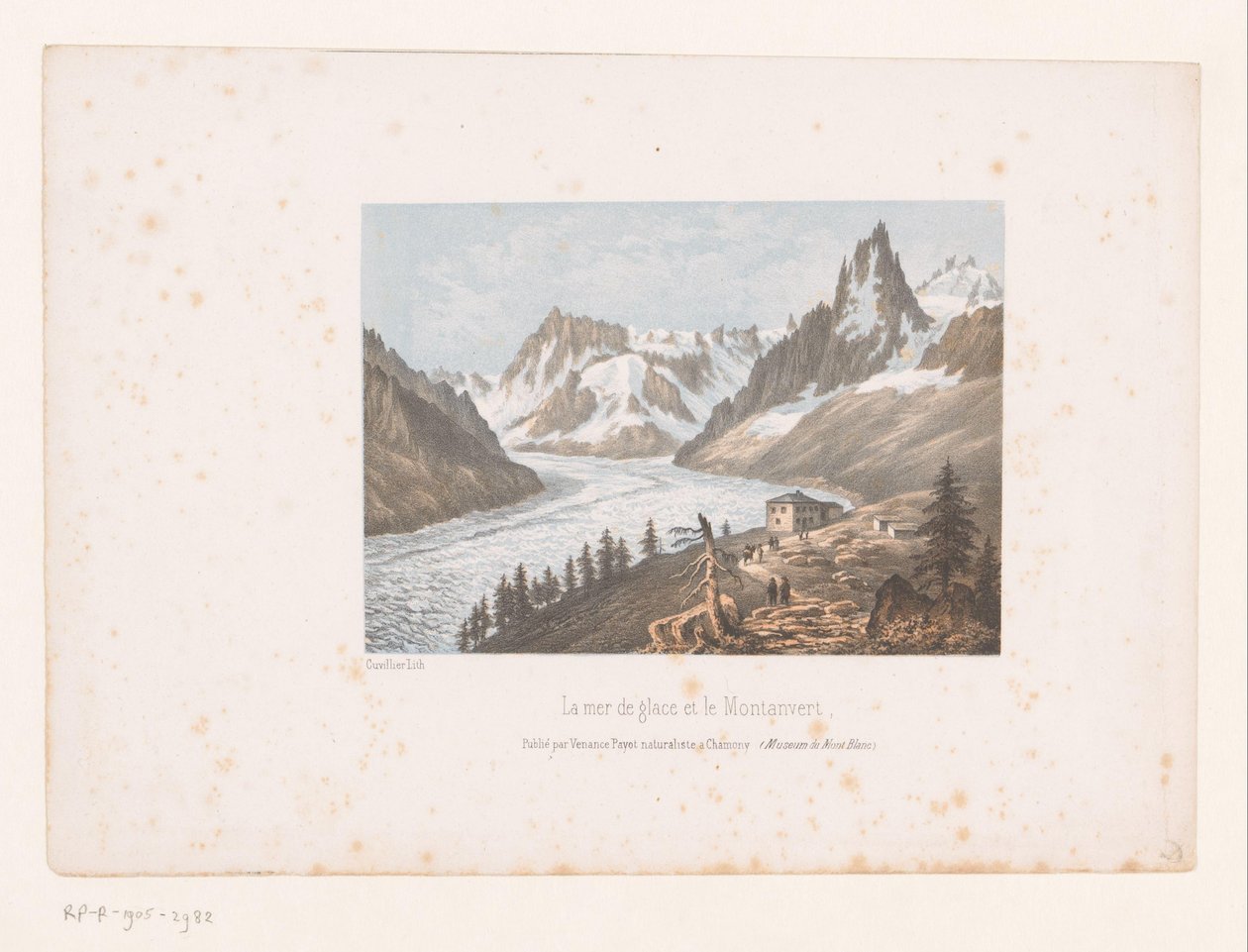 Chamonix vadisindeki Mer de Glace ve Montanvert buzulunun görünümü La mer de glace et le Montanvert (nesne üzerindeki başlık) Mont Blanc ve Chamonix