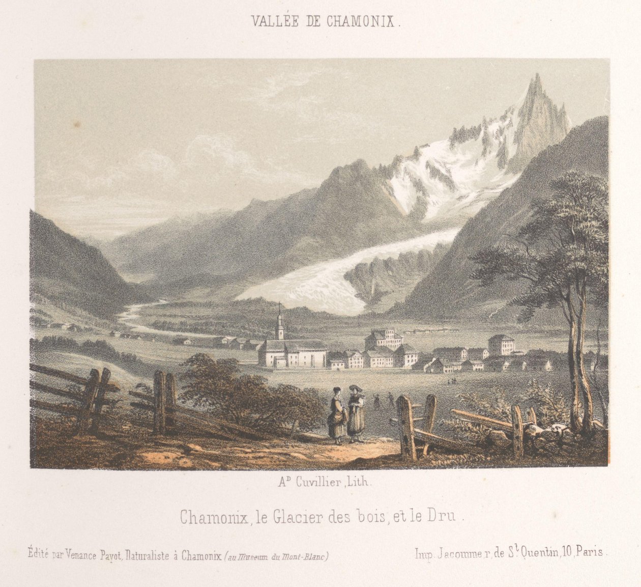 Aiguille de Bionnassay'in buzulla birlikte görünümü Aiguille et Glacier de Bionnassay (nesne üzerinde başlık) Chamonix-Mont-Blanc'ın Hafızası (dizi başlığı) Museum du Mont-Blanc (nesne üzerinde seri başlığı) by Ad. Cuvillier