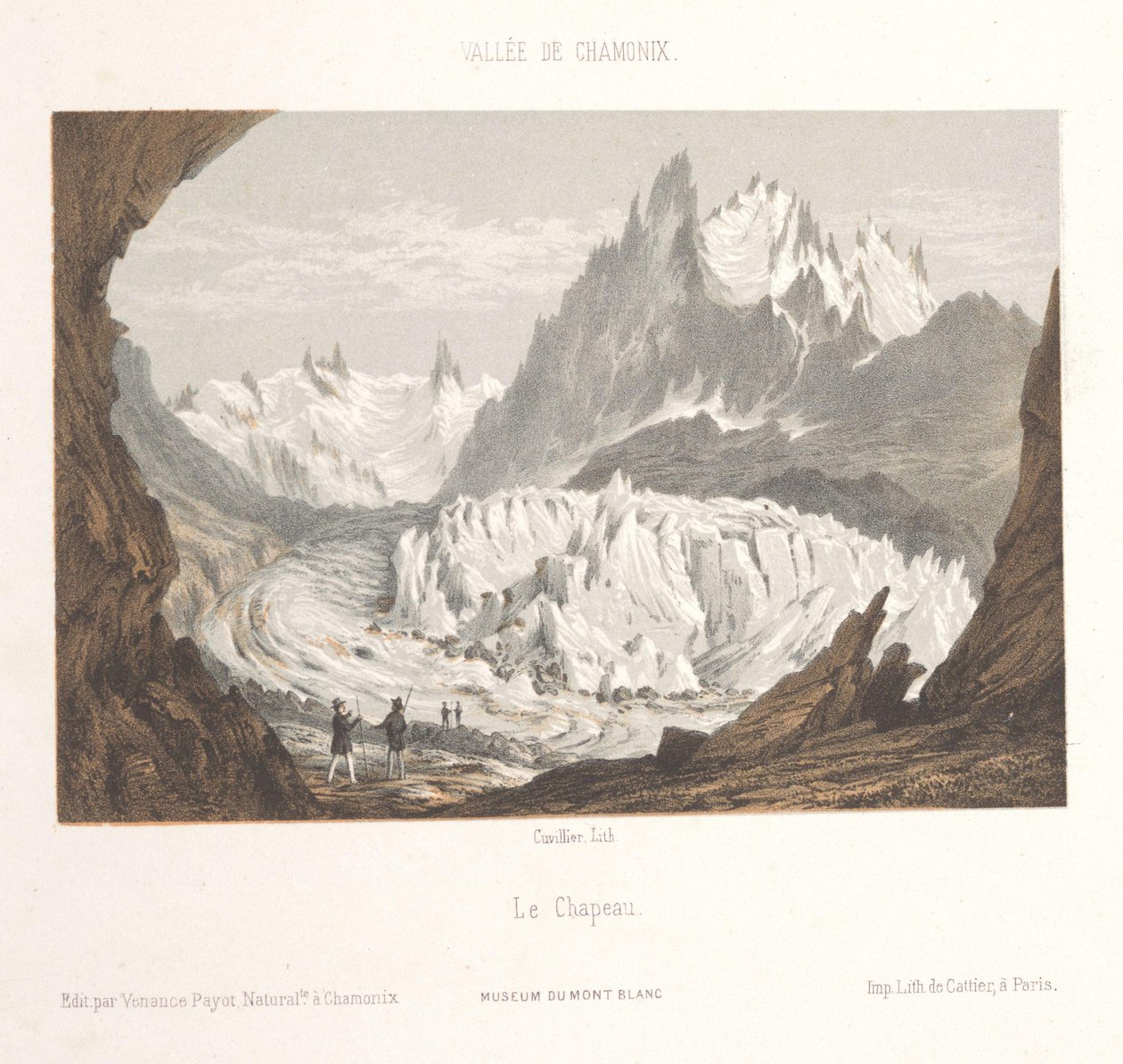 Les Bois ve Les Tines yakınlarındaki Mer-de-Glace buzulunun görünümü Claciers des Bois, depuis les Tines (nesne üzerindeki başlık) Chamonix-Mont-Blanc Hafızası (dizi başlığı) Museum du Mont-Blanc (dizi başlığı) by Ad. Cuvillier