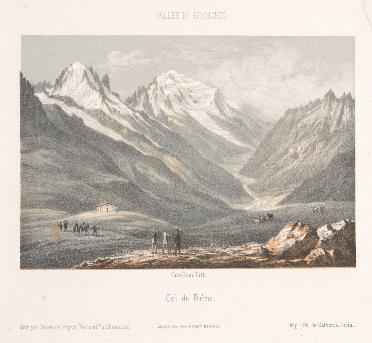 Montenvers yolunda Les Planards köyünün görünümü Les Planaz, chemin du Montanvert (nesne üzerindeki başlık) Chamonix-Mont-Blanc