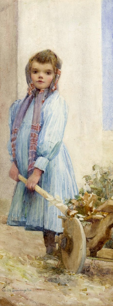 Bir İtalyan Köylü Kızı, c.1900 (kağıt üzerinde wc) by Ada M. Shrimpton