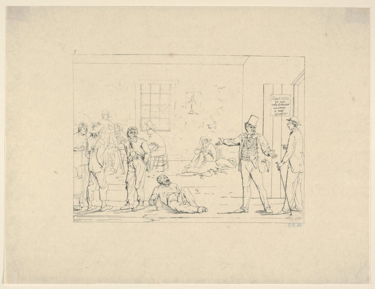 Konfederasyon Savaş Gravürlerinden Savaş Sırasında Kuzeyde Bir Yedek Satın Alma, 1861-63. by Adalbert John Volck