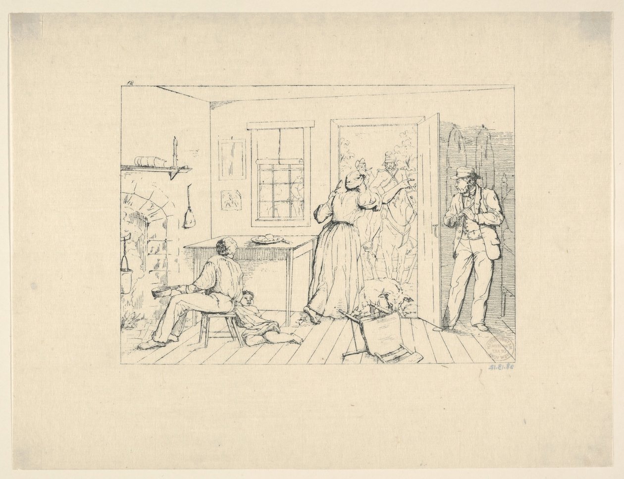 Konfederasyon Savaş Gravürlerinden Bir Arama Grubundan Efendilerini Gizleyen Köleler, 1861-63. by Adalbert John Volck
