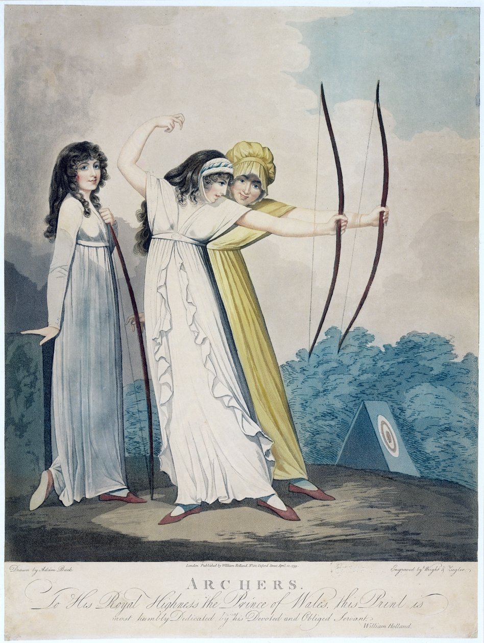 Okçular, J.H. Wright (fl.1795-1838) ve Conrad Ziegler, 1799 (aquatint) by Adam Buck