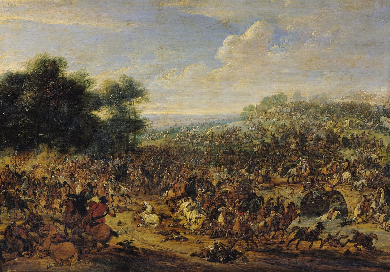 Battle near a Bridge  by Adam Frans van der Meulen