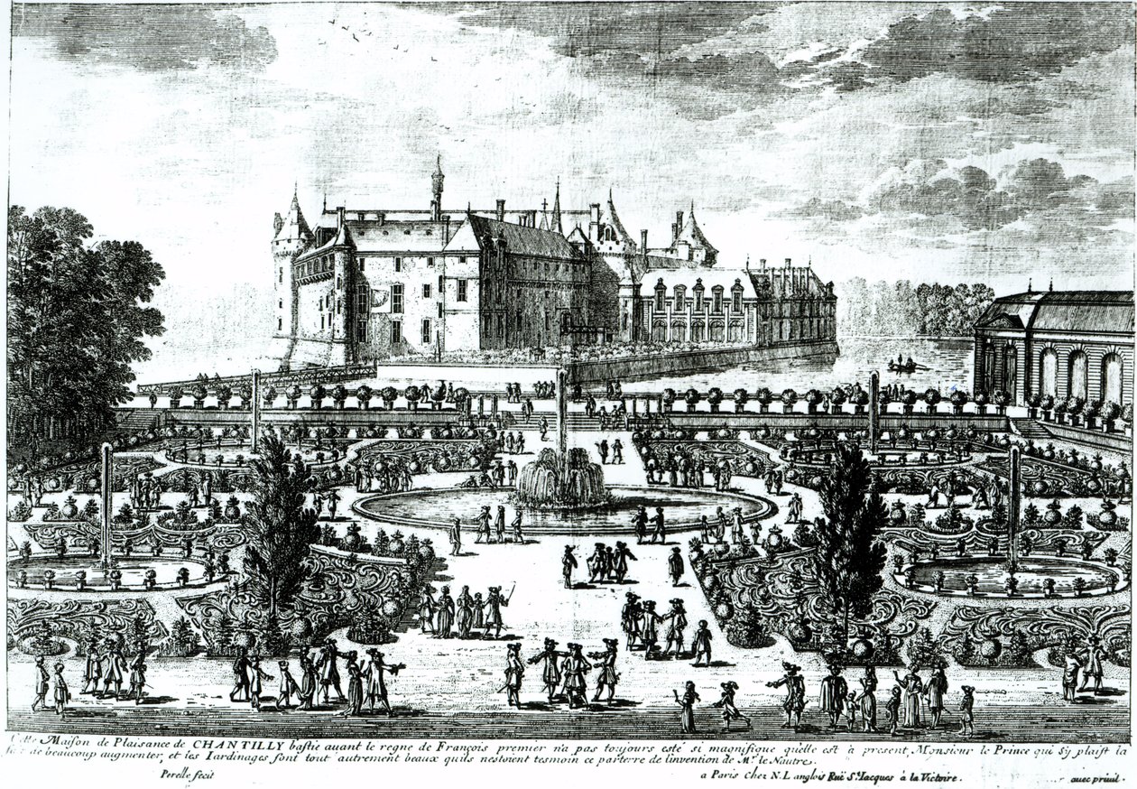 The Chateau de Chantilly and the gardens designed by Andre le Notre (1613-1700)   by Adam Perelle