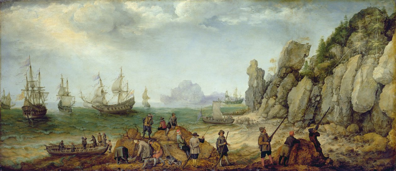 Kıyıda yaban keçisi avı, 1620 (ayrıca bkz. 152264) by Adam Willaerts