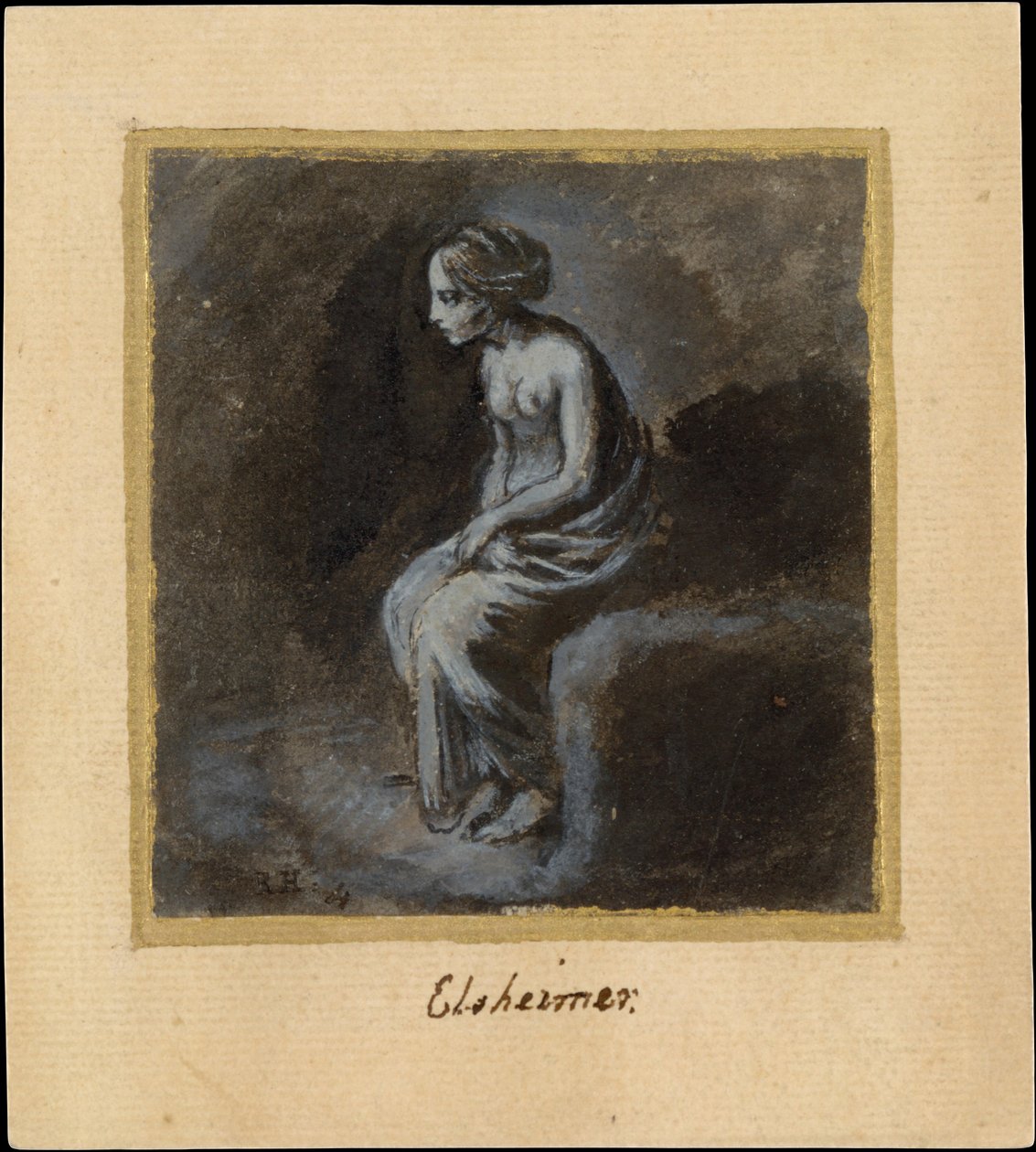 Oturan Genç Kadın, 16. yüzyılın sonu ile 17. yüzyılın başları. by Adam Elsheimer