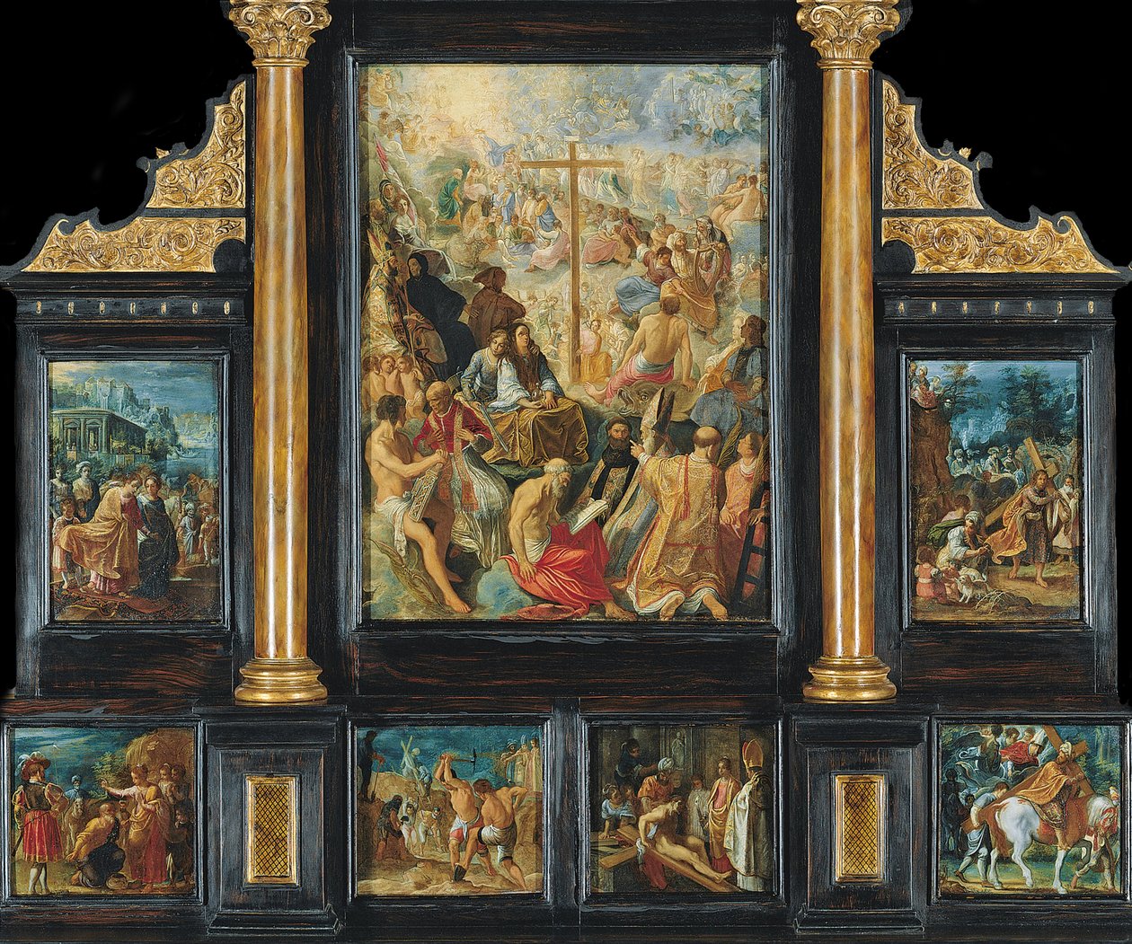 Gerçek Haçın Yüceltilmesinin Frankfurt Altarpiece by Adam Elsheimer