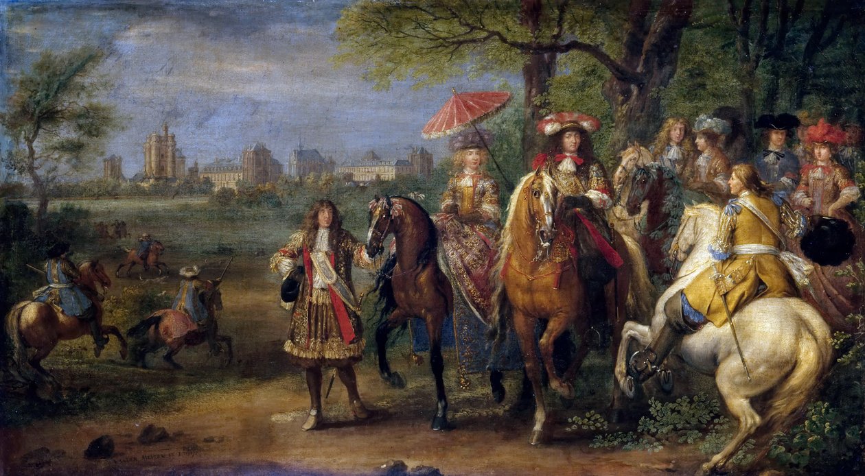 1669 yılında onların Mahkemesi ile Louis XIV ve Marie Therese ile Chateau de Vincennes by Adam Frans Meulen van der