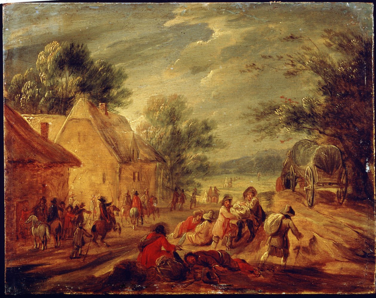 Bir mezraya saldıran atlılar. Adam Frans van der Meulen