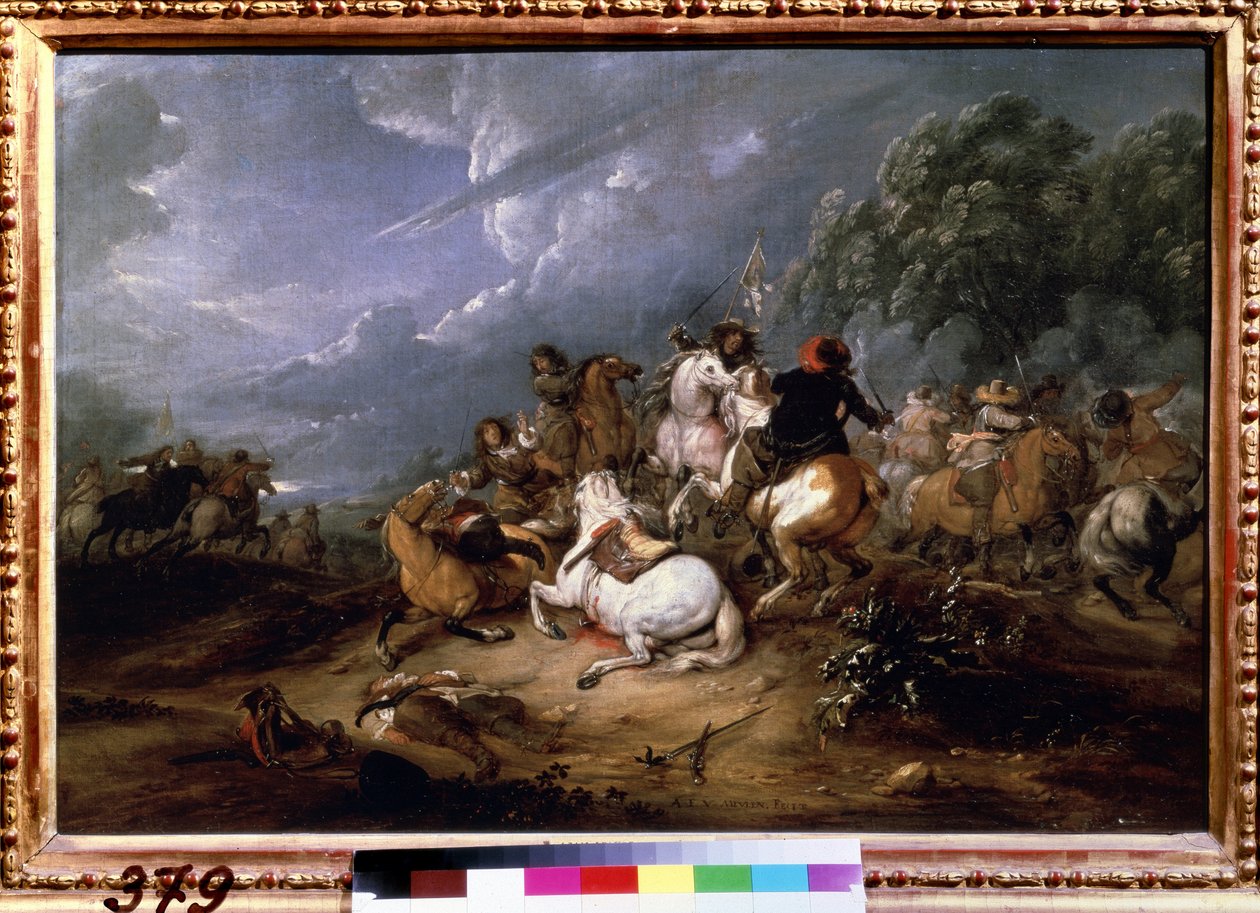 ""Çatışma"" (Süvari Çatışması) Tablosu Adam Frans van der Meulen (1632-1690) 1660 Puşkin Müzesi, Moskova by Adam Frans van der Meulen