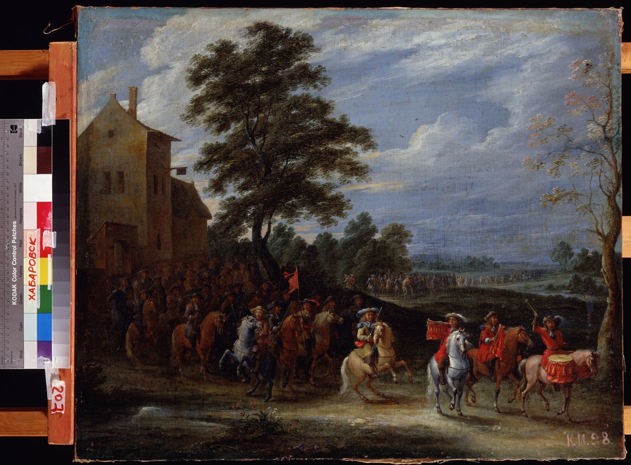 Bir bölgeden geçen süvari alayı (Süvari alayı sahaya çıkar). Adam Frans van der Meulen