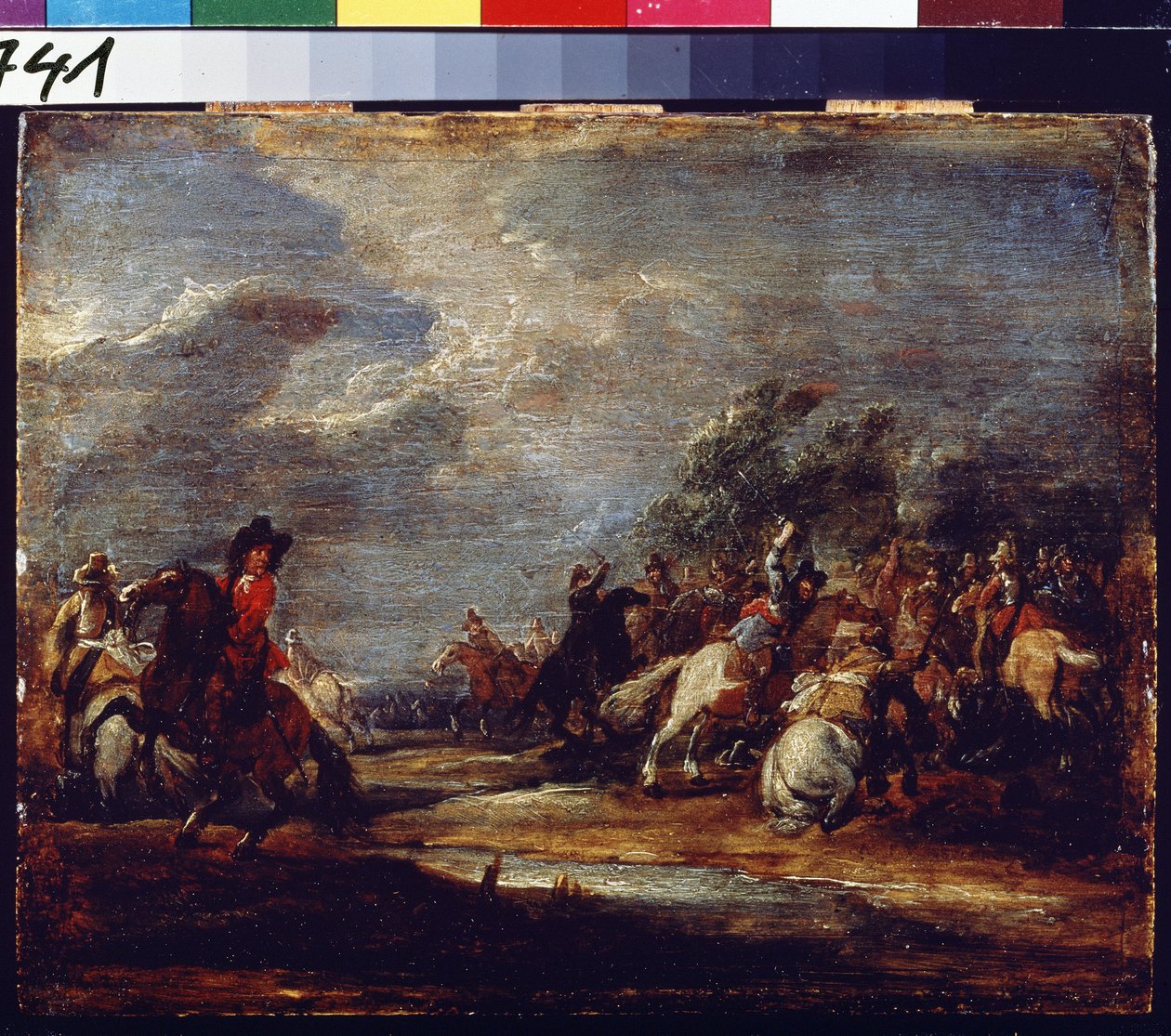 Bir savaş. Bir savaş. Adam Frans van der Meulen (1632-1690), 1660 dolaylarında tablo. Ahşap üzerine yağlı boya. Flaman sanatı, barok tarzı. Puşkin Güzel Sanatlar Müzesi, Moskova by Adam Frans van der Meulen