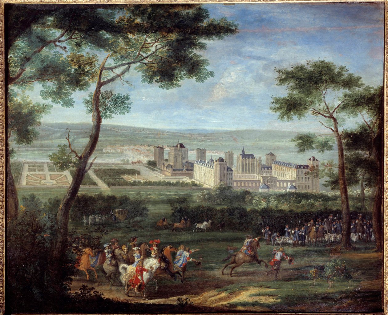 1660 civarında Vincennes kalesinin görünümü: Fransa Kralı Louis XIV (1638-1715) ve Avusturya Marie-Therese (1638-1683) ön planda. Adam Van Der Meulen (1632-1690) 1660 Dim. 1,10 x 1,35 m Paris, Musee Carnavalet by Adam Frans van der Meulen