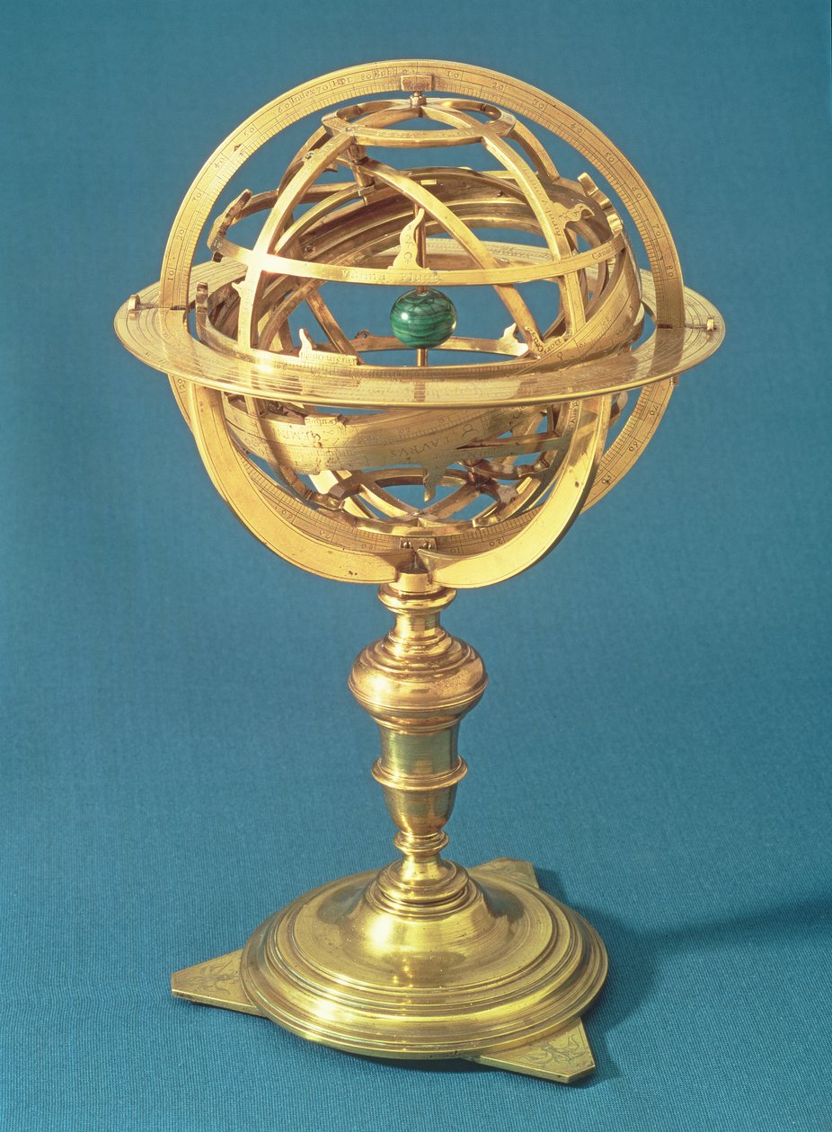 Ptolemaios sisteminde yapılmış silahlı küre, Roma, 1648 (pirinç) (ayrıca bkz. 259557) by Adam Heroldt