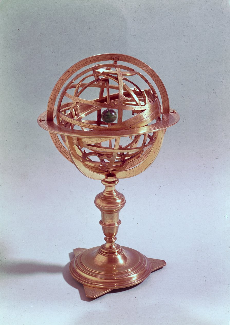 Ptolemaios sisteminde yapılmış armillary küre, Roma, 1648 (pirinç) (ayrıca bkz. 75480) by Adam Heroldt