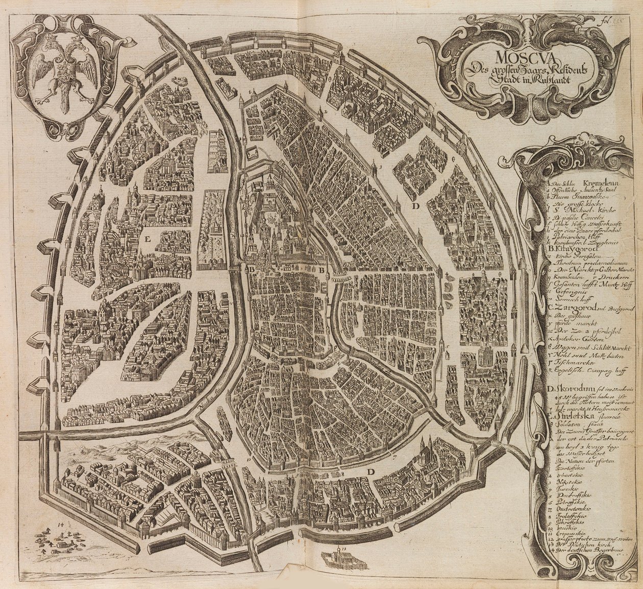 Moskova haritası. Gönderen: Moskovalıların Newe açıklaması..., 1656. by Adam Olearius