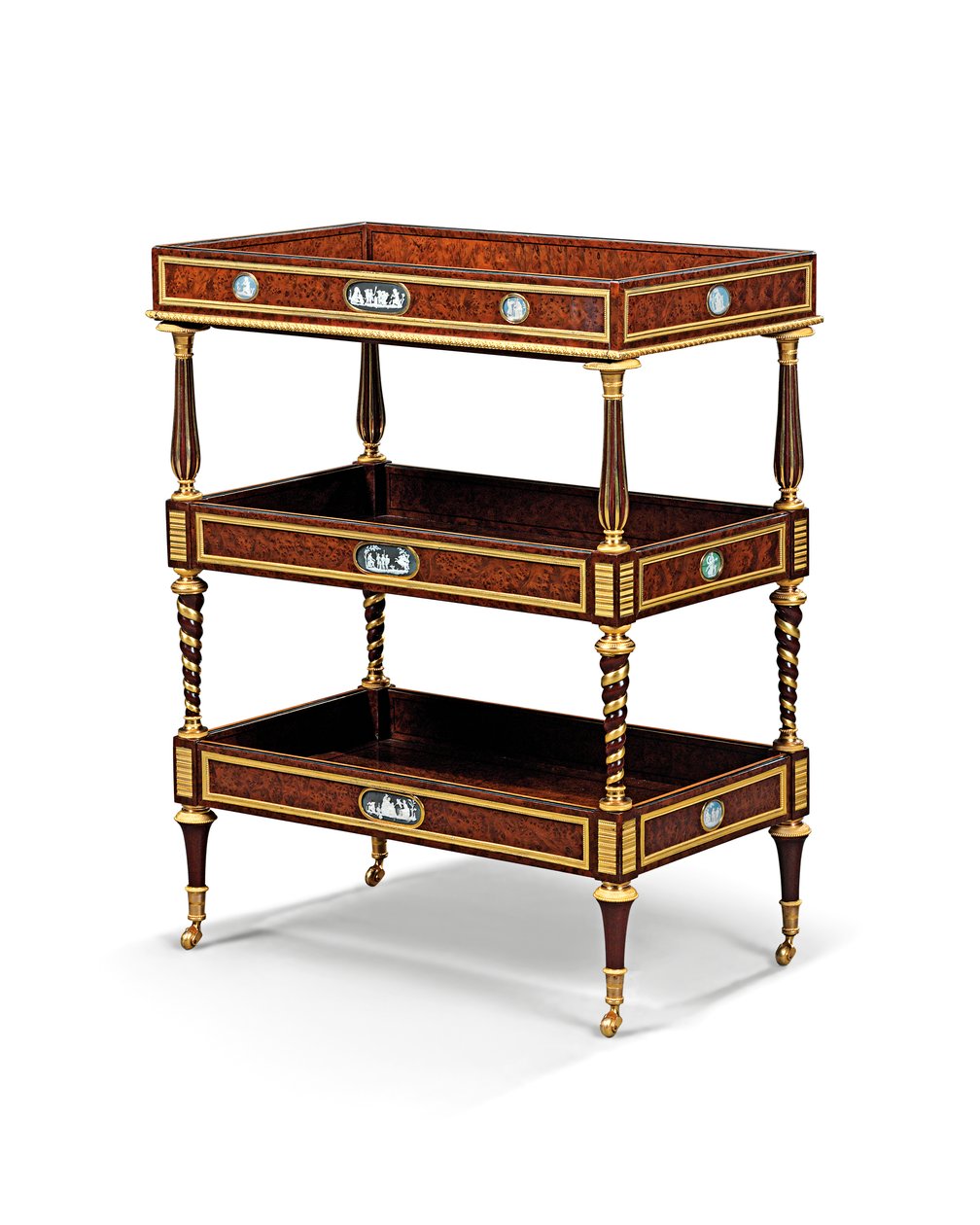 Geç Louis XVI ormolu ve kameoya monte edilmiş çapak porsuk ağacı ve maun masa travailleuse (ormolu, porsuk ve maun) by Adam Weisweiler