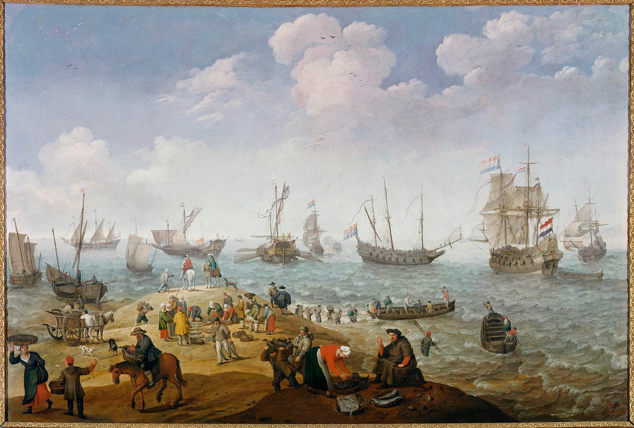 Adam Willaerts (1577-1664) tarafından Balıkçılık Sahne Tablosu 17. yüzyıl Özel koleksiyon by Adam Willaerts