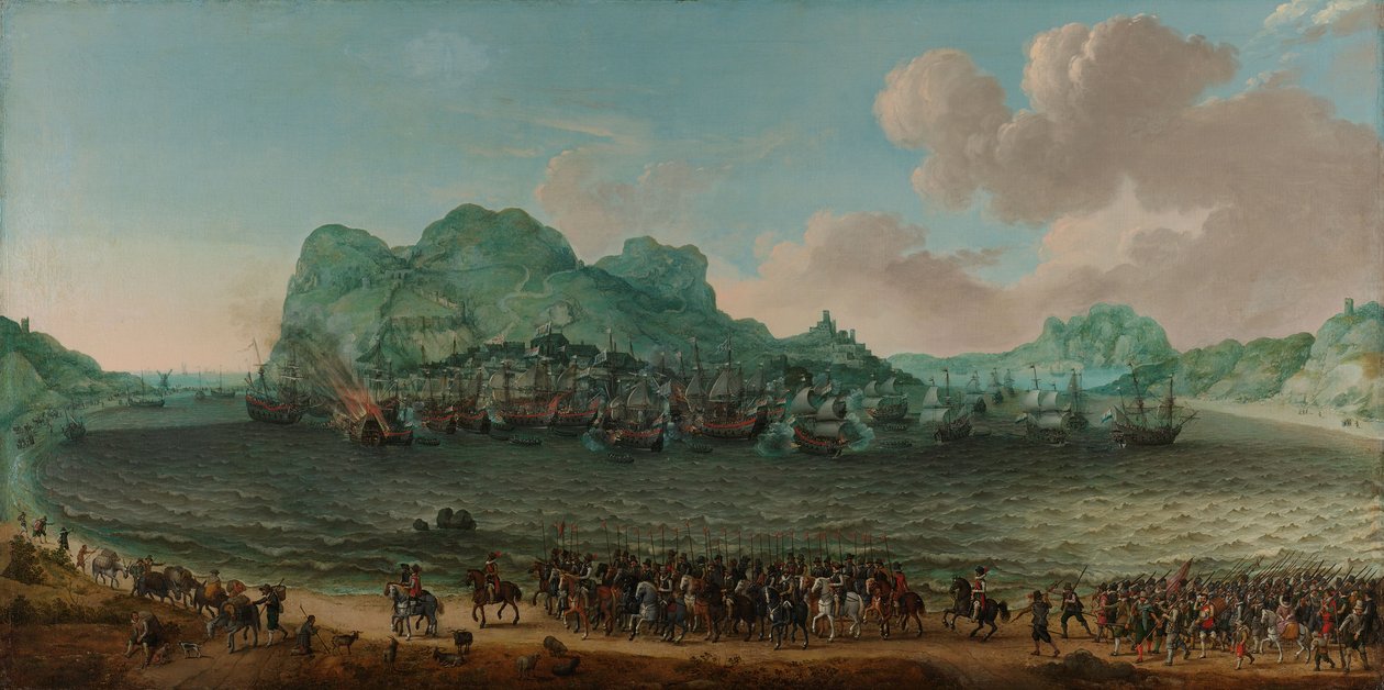 Amiral Jacob van Heemskerck komutasındaki bir filonun Cebelitarık yakınlarında İspanyollara karşı kazandığı zafer, 25 Nisan 1607 by Adam Willaerts