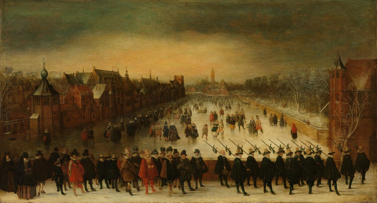 Vijverberg, Lahey, Kışın Prens Maurits ve Maiyeti Ön Planda by Adam van Breen