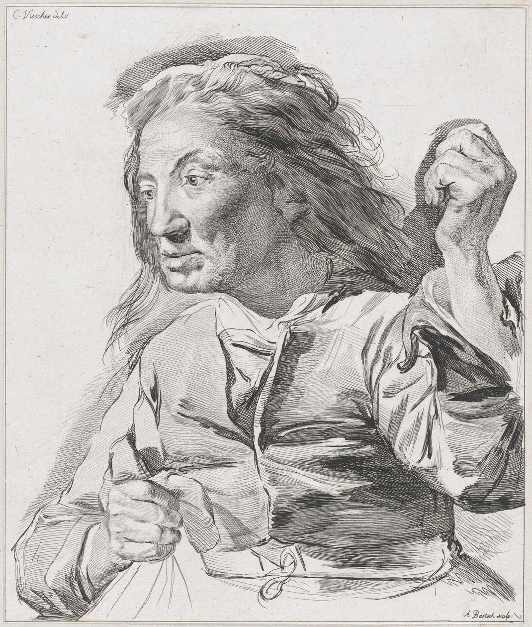 Yumruklarını sıkmış yaşlı bir kadın, 1786. by Adam von Bartsch