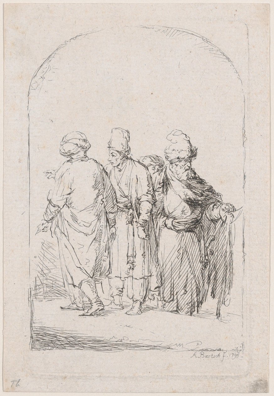 Doğu kostümü giymiş dört kişilik bir grup, 1795. by Adam von Bartsch