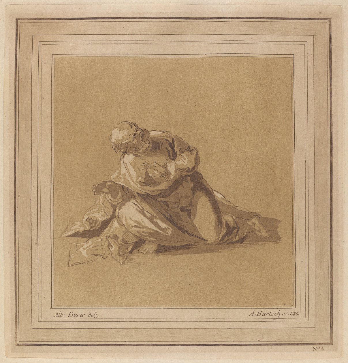 Çömelmiş Bir Havari (Aziz Petrus) by Adam von Bartsch, after a drawing formerly attributed to Albrecht Dürer