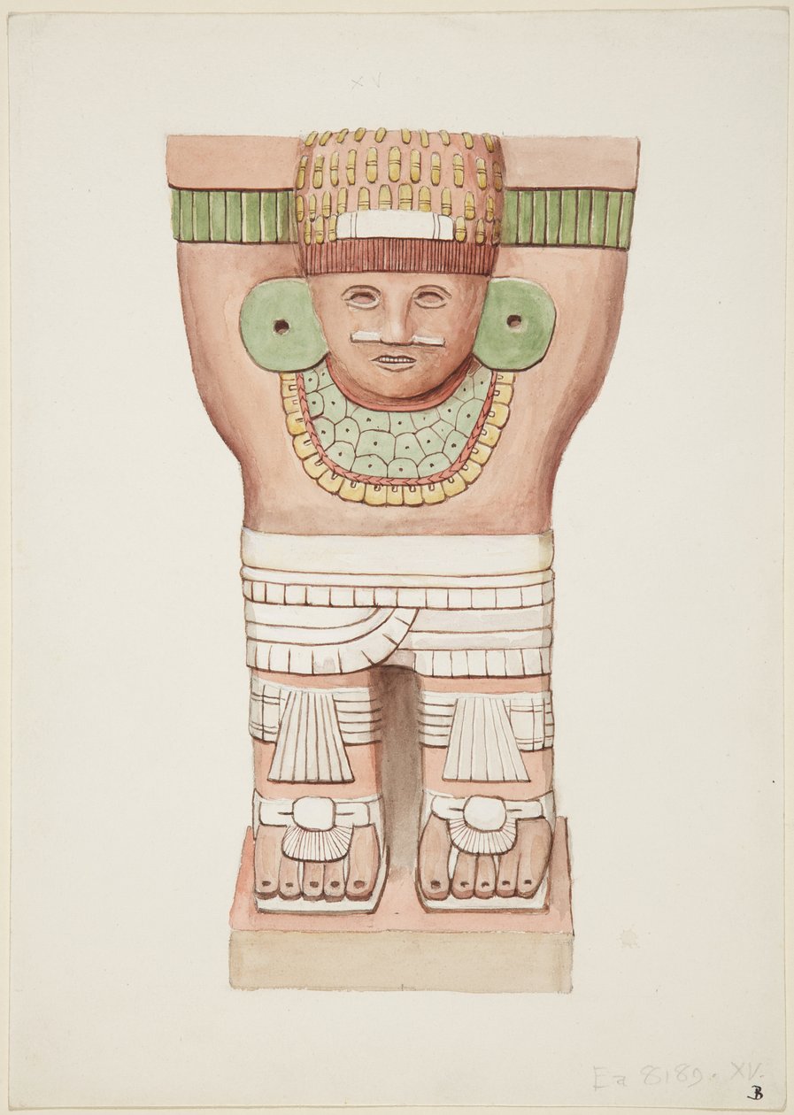 Dış odadan Caryatid, Tapınak A, top sahası tapınağı, Chichen Itza, Meksika by Adela Breton