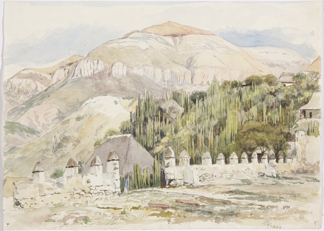 Kilise Muhafazası, Metztitlán, Hidalgo, Meksika (suluboya) by Adela Breton