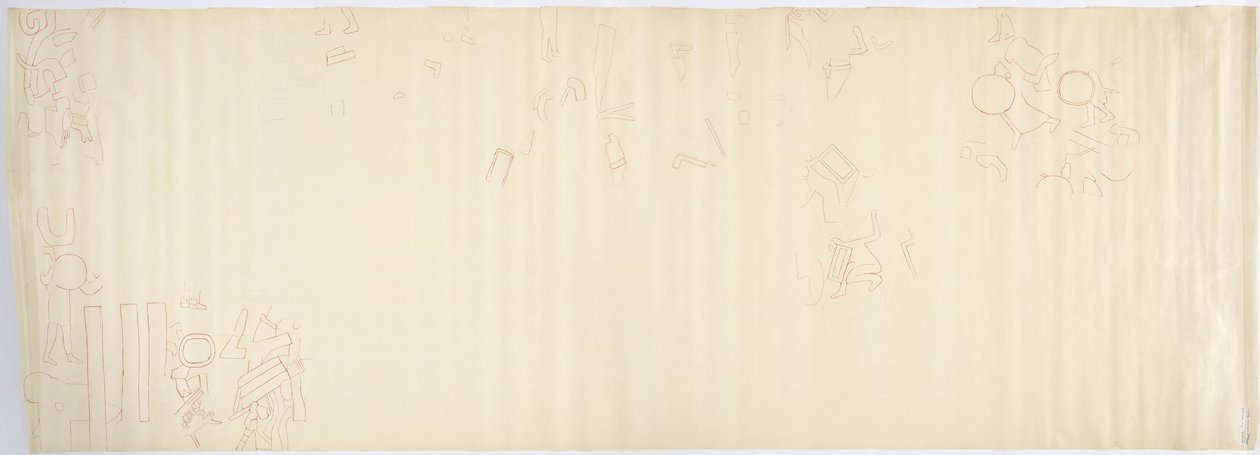 Kuzey duvarından resim, Jaguarların Üst Tapınağı, Chichen Itza, Meksika Güney bölümü (kırmızı mürekkep ve grafit) by Adela Breton