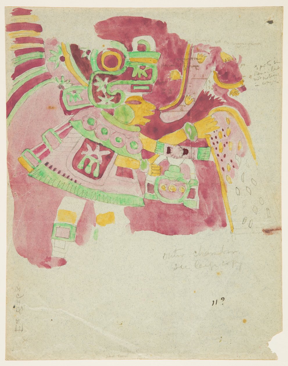 Dış odadan bir fresk boyama, Penafiel, Teotihuacan, Mexic by Adela Breton