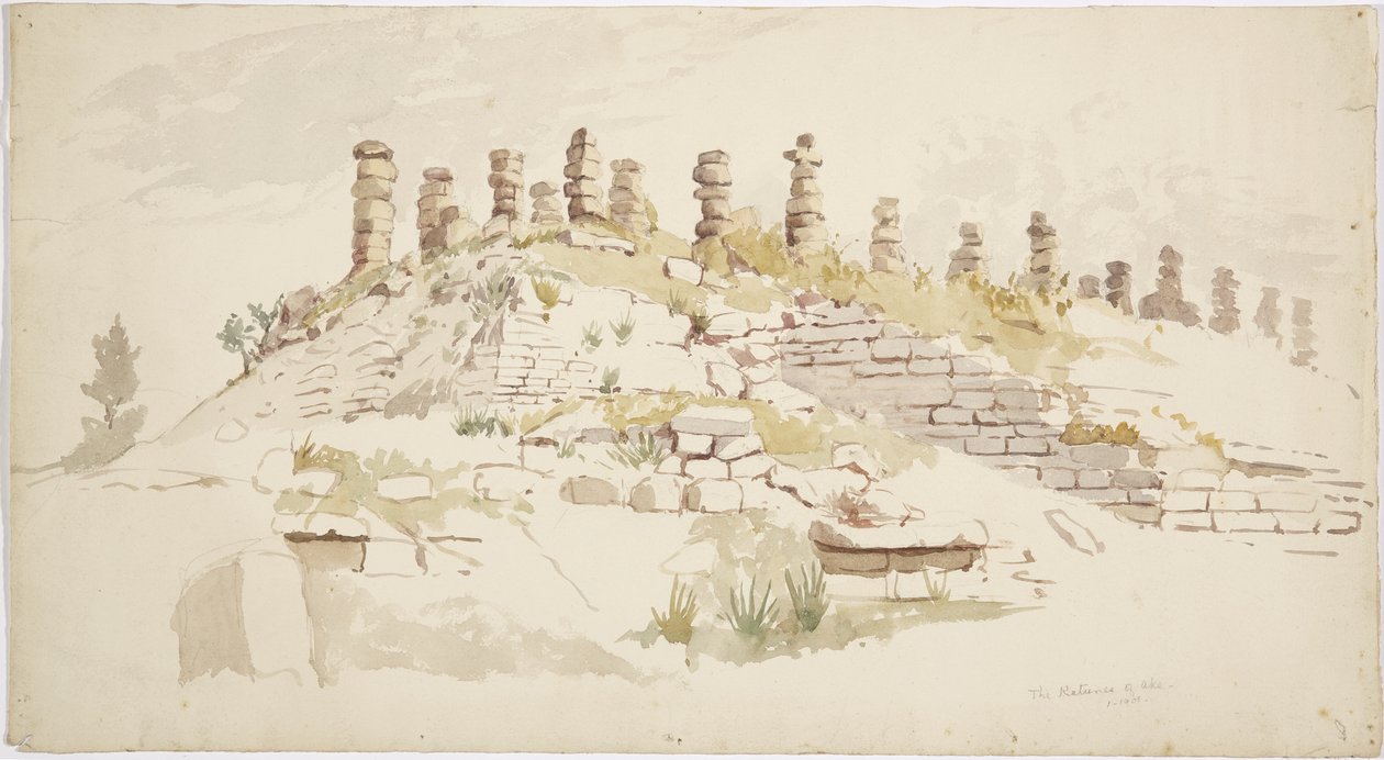 Ake, Yucatan, Meksika'daki harabeler (suluboya) by Adela Breton