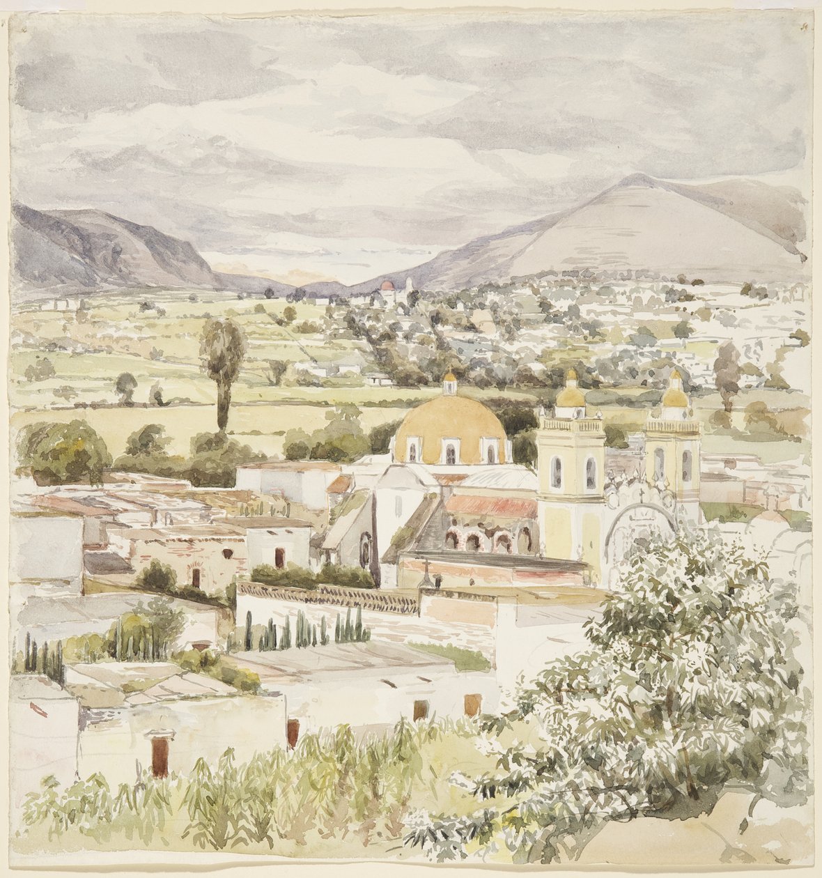 Tlaxcala Kasabası, Meksika 1894 (suluboya) by Adela Breton