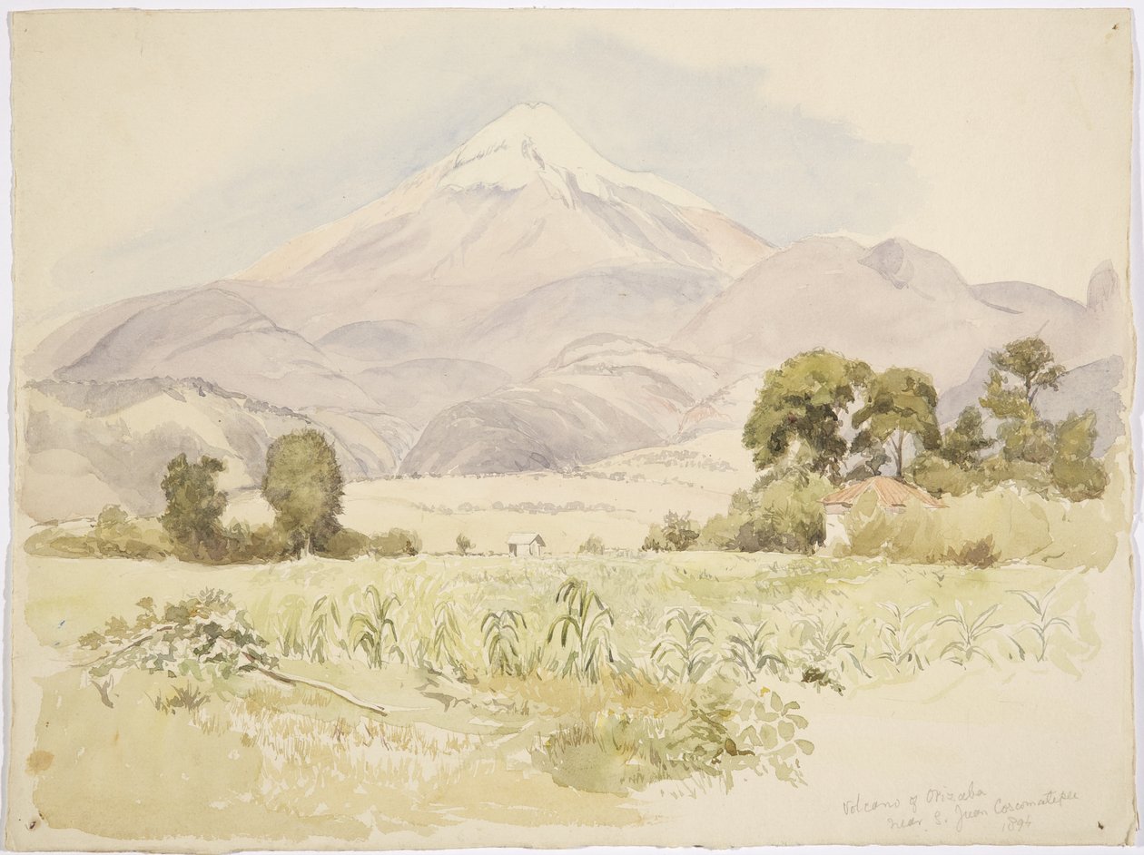 Volkan Orizaba, yakın S Juan, Coscomatepec, Meksika (suluboya) by Adela Breton