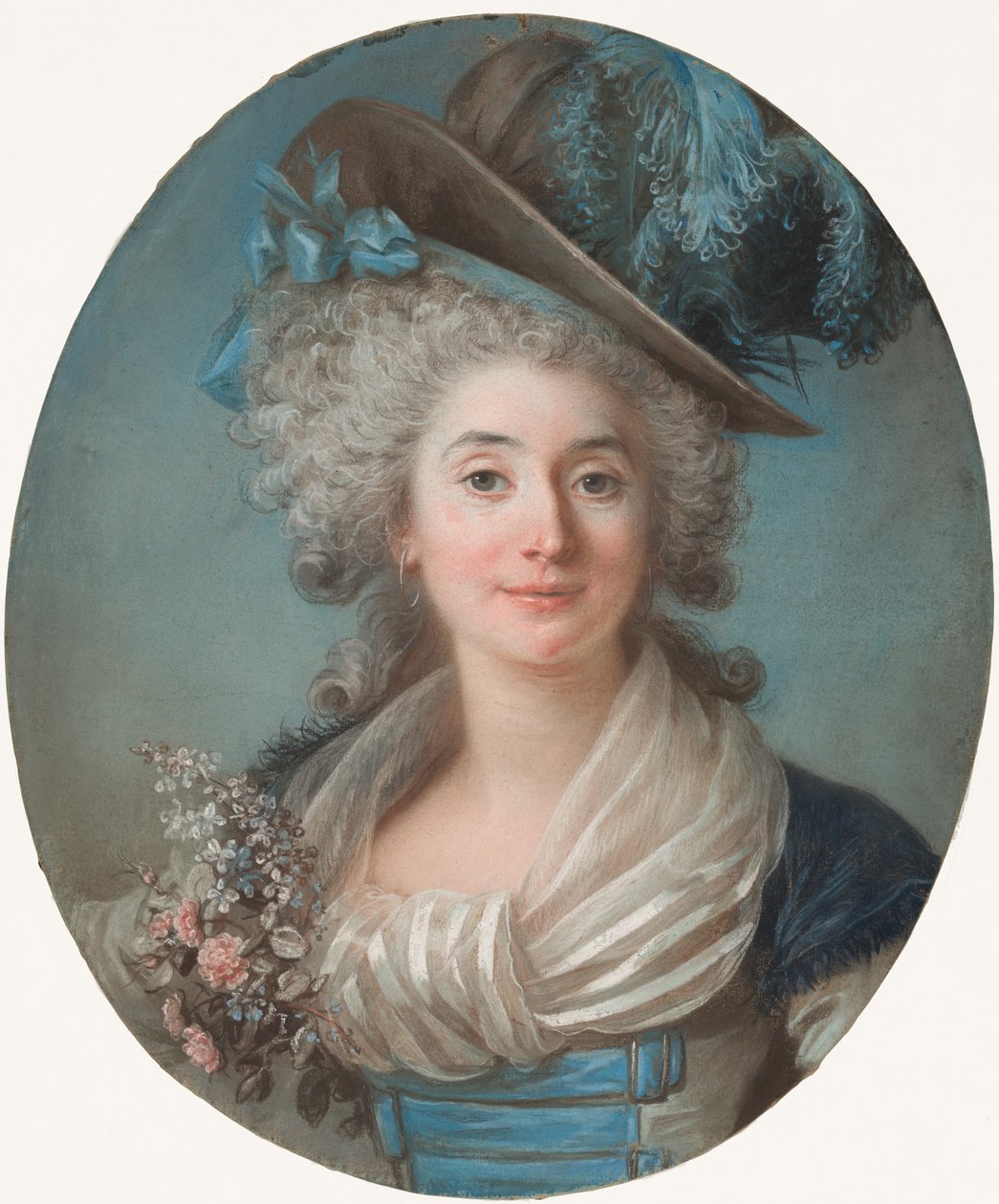 Tüylü Şapka Takan Şık Bir Asil Kadın by Adelaide Labille Guiard