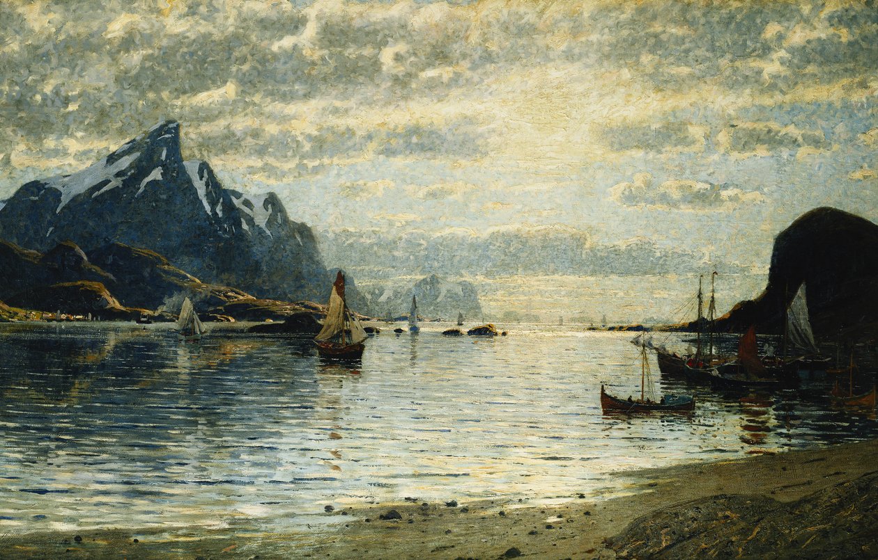 Yelkenli Gemilerle Bir Fiyort Sahnesi, by Adelsteen Normann