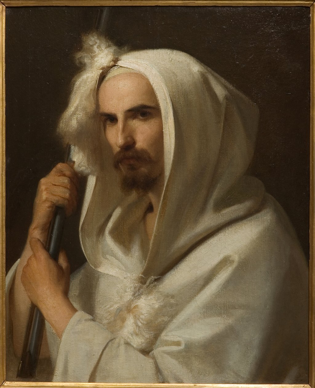 Tüfek ve barracano 1849 ile bir Arap portresi (tuval üzerine yağlı boya) by Adeodato Malatesta or Malatesti