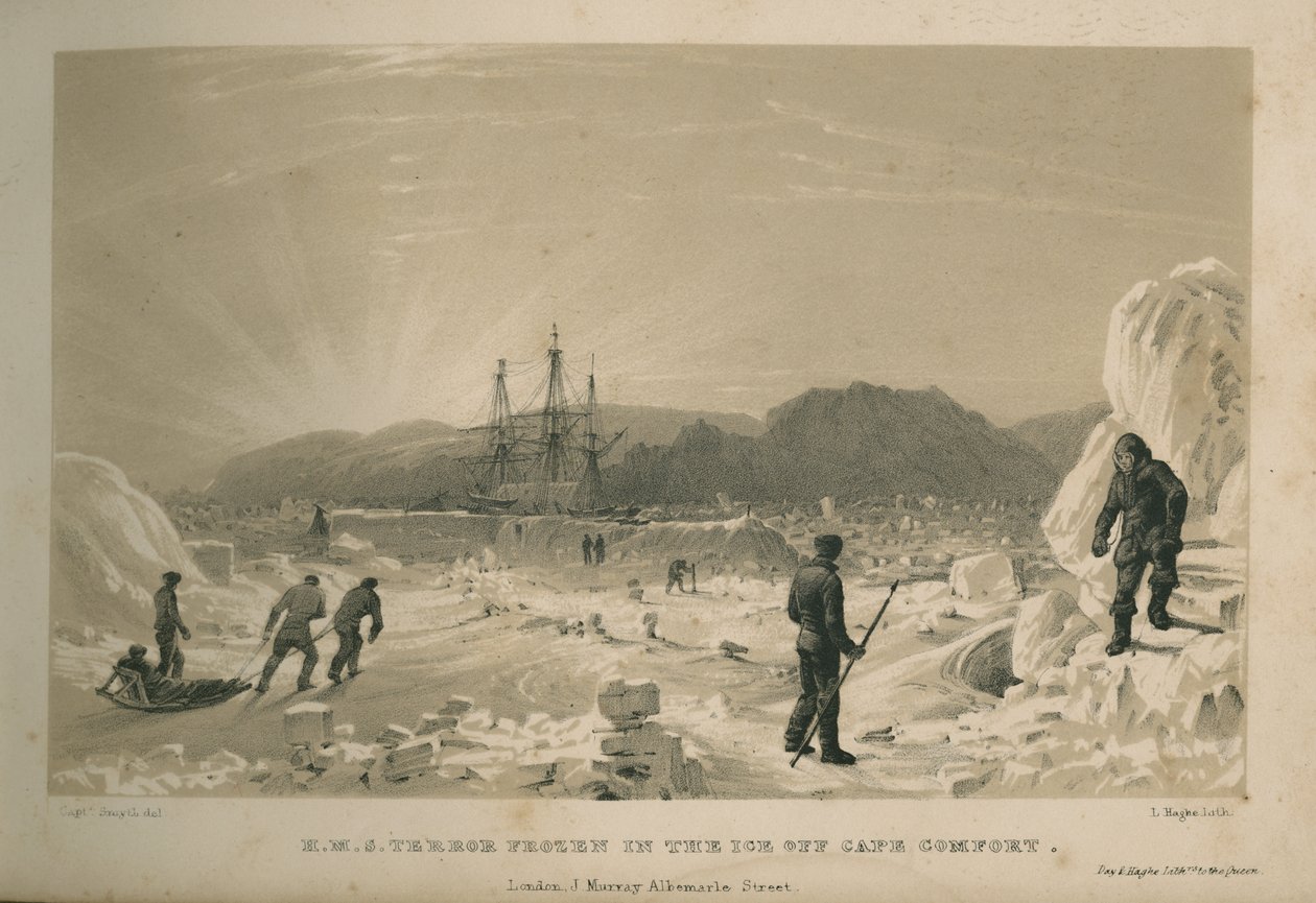 HMS Terörü Cape Comfort açıklarındaki buzda dondu by Admiral William Henry Smyth