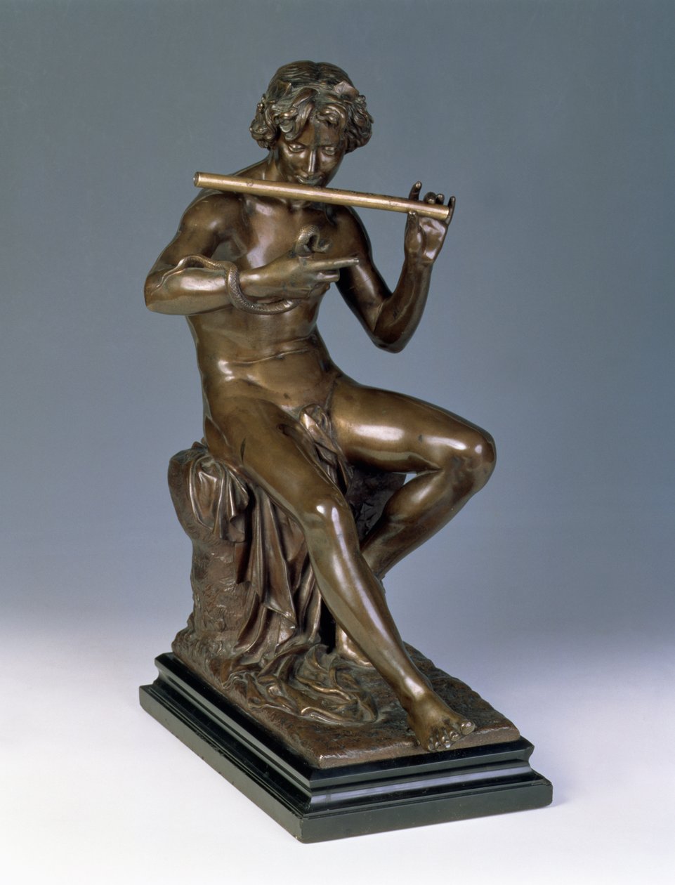Pan, c.1880 (bronze on stone plinth) by Adolf Martial Thabard